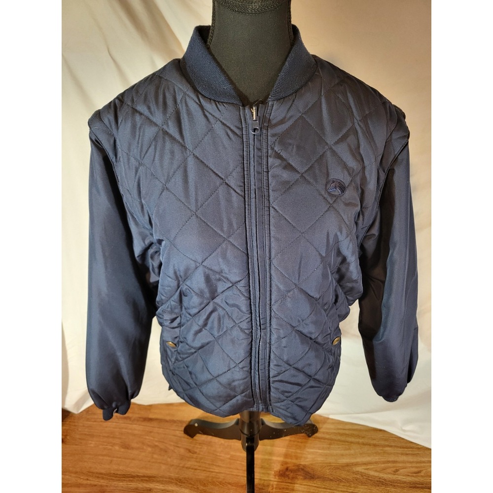 Riding Sport Equestrian Wear Navy Blue‎ Quilted Convertible Jacket Size M